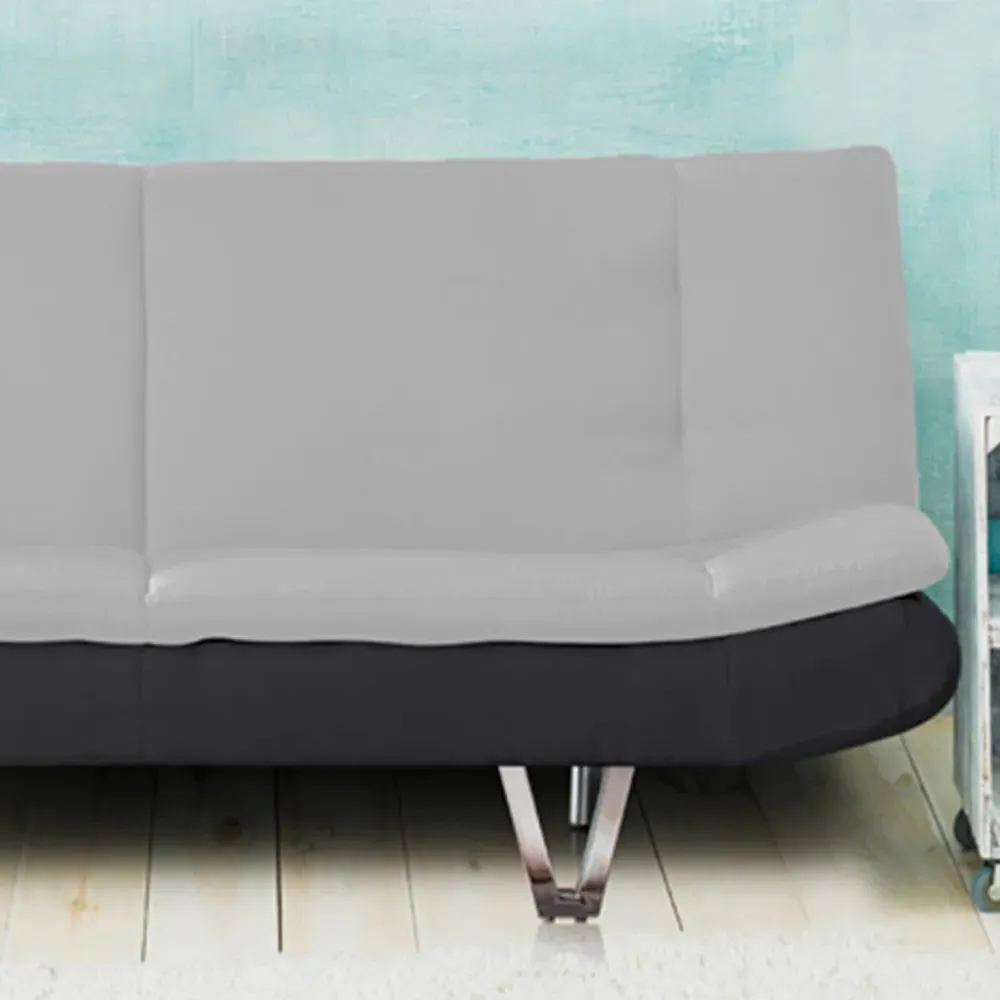 Brooklyn 3-Seater Sofa Bed with Click-Clack - Grey, Faux Leather