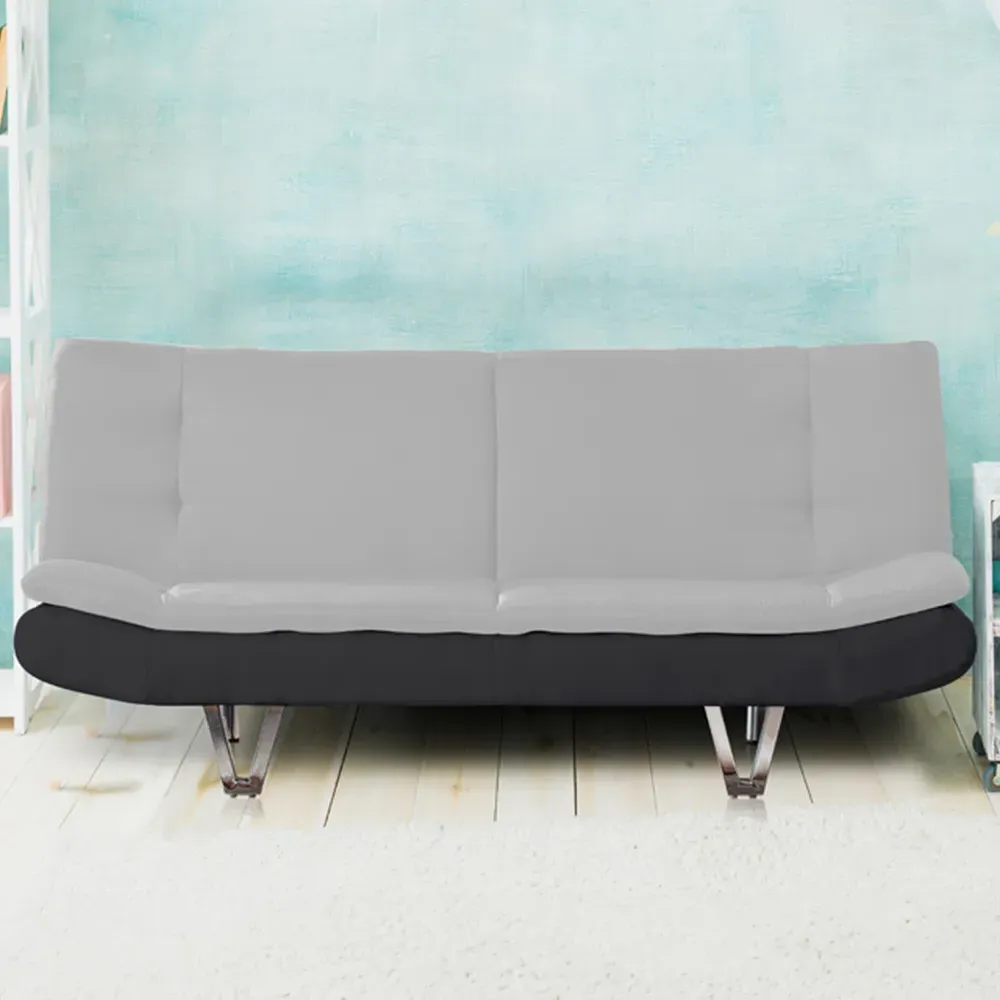 Brooklyn 3-Seater Sofa Bed with Click-Clack - Grey, Faux Leather