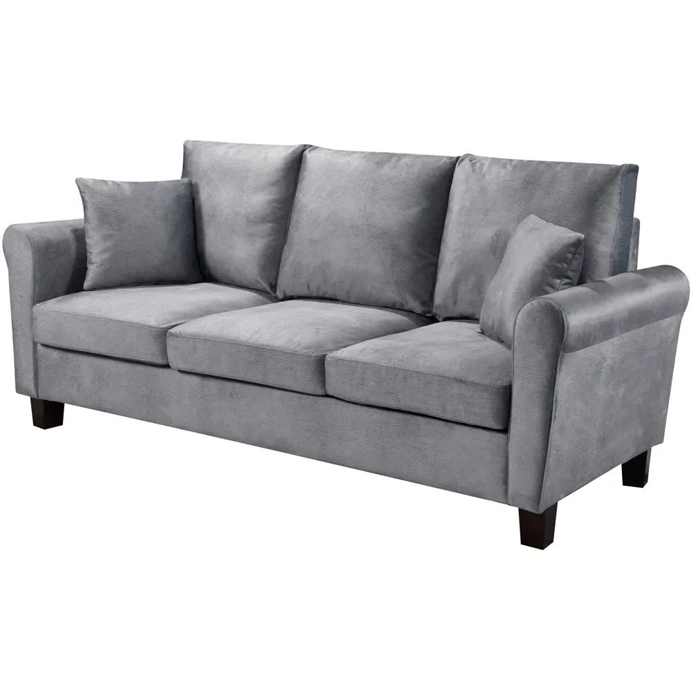 Brooklyn 3-Seater Sofa - Grey, Brushed Velvet