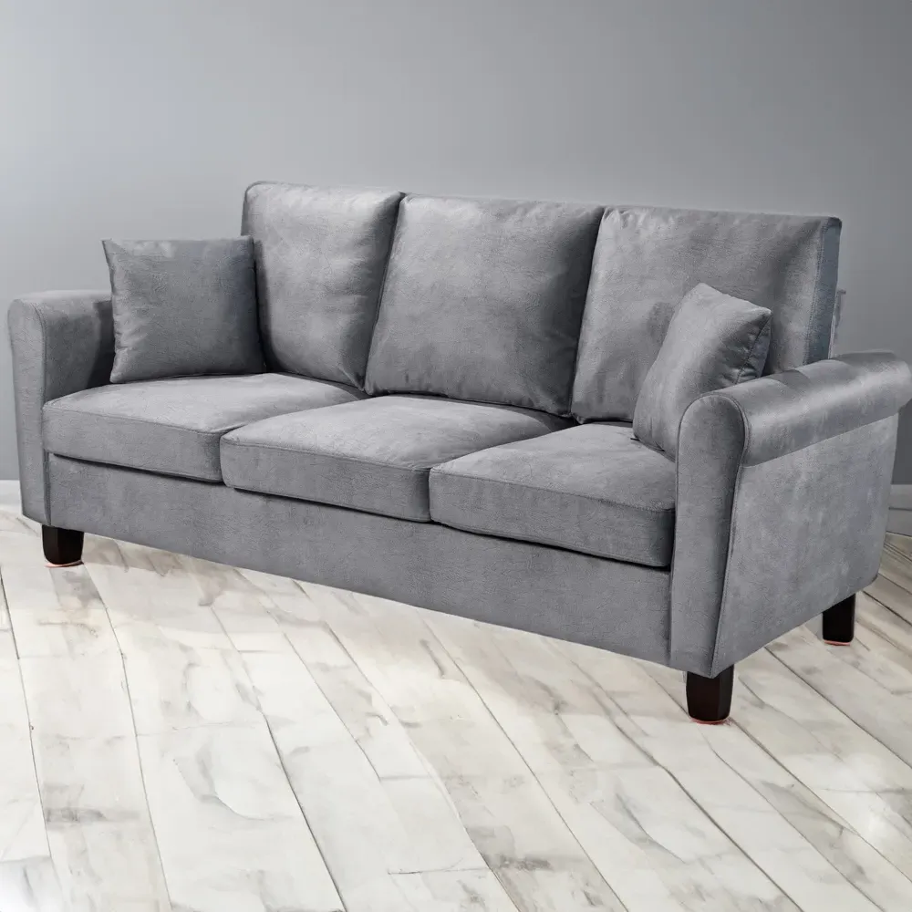 Brooklyn 3-Seater Sofa - Grey, Brushed Velvet