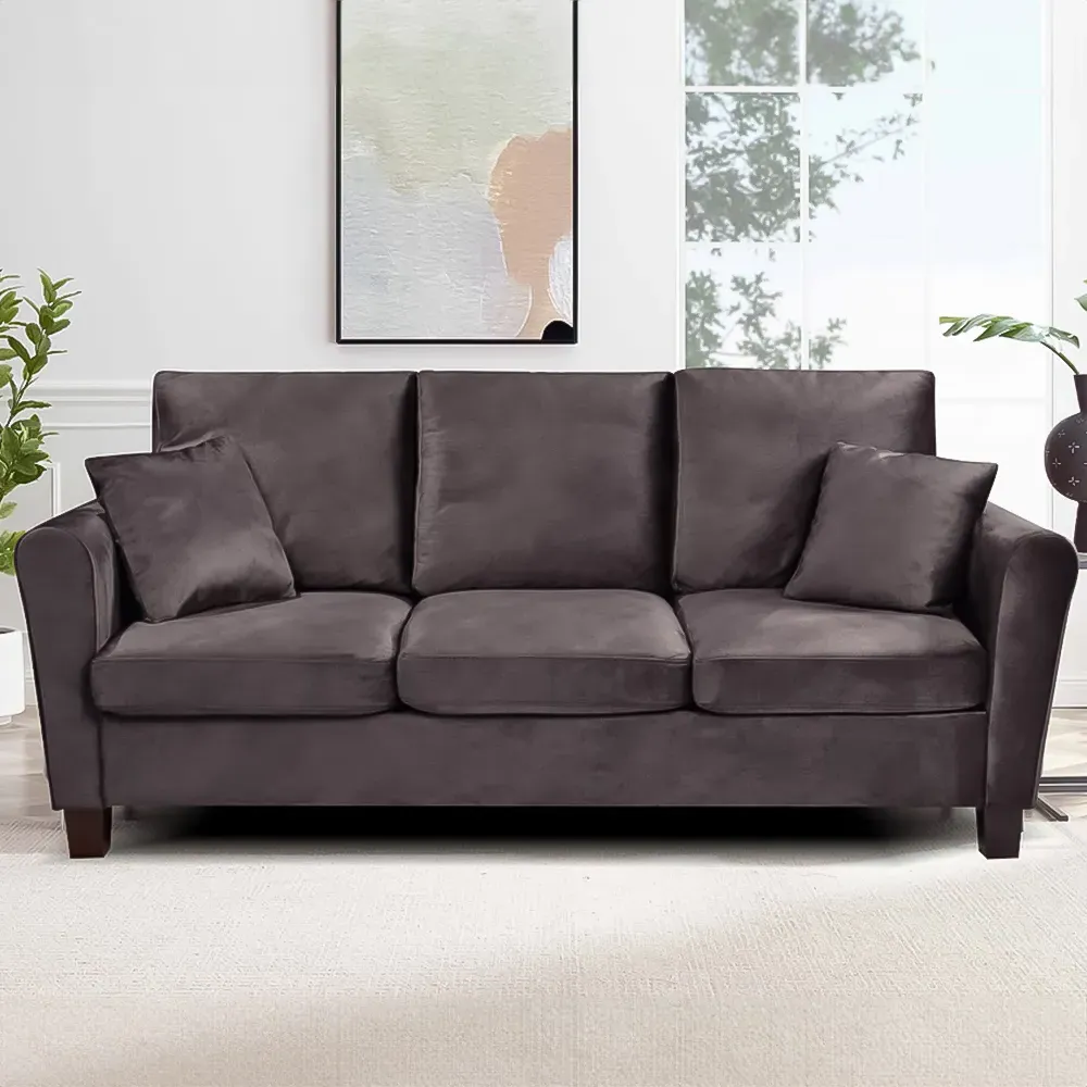 Brooklyn 3-Seater Sofa - Mottled Mink, Brushed Velvet