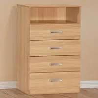 Brooklyn 4 Drawer Chest with Shelf - Wood, Oak Finish