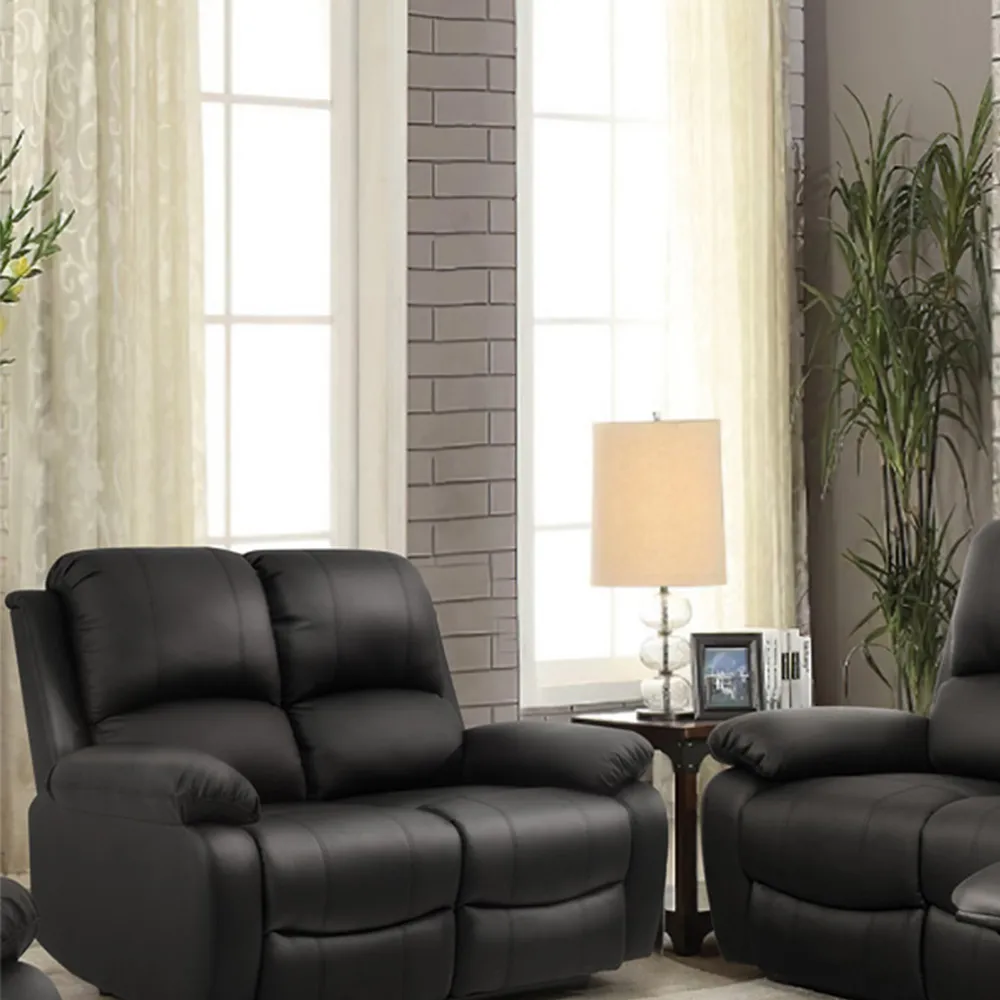 Brooklyn 5-Seater Recliner Sofa Set - Black, Bonded Leather