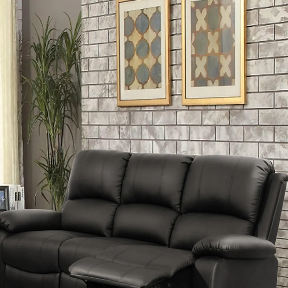 Brooklyn 5-Seater Recliner Sofa Set - Black, Bonded Leather
