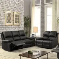 Brooklyn 5-Seater Recliner Sofa Set - Black, Bonded Leather