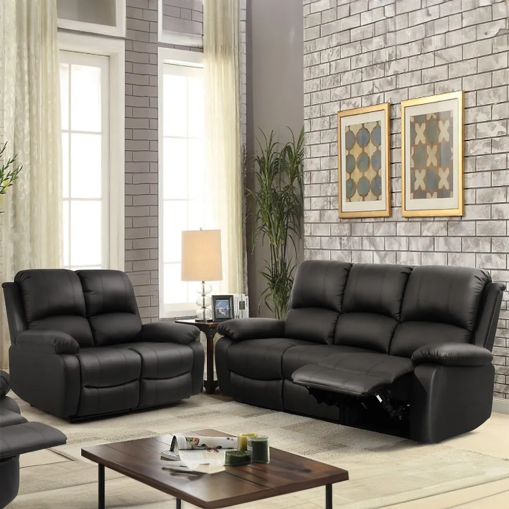 Brooklyn 5-Seater Recliner Sofa Set - Black, Bonded Leather image
