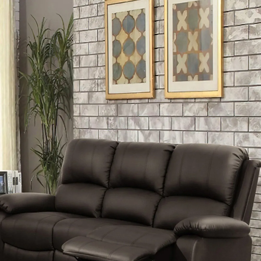 Brooklyn 5-Seater Recliner Sofa Set - Brown, Bonded Leather