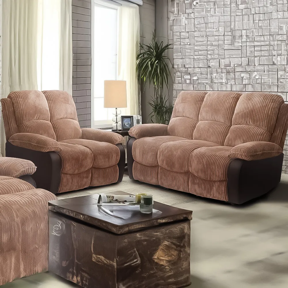 Brooklyn 5-Seater Recliner Sofa Set - Brown, Jumbo Cord