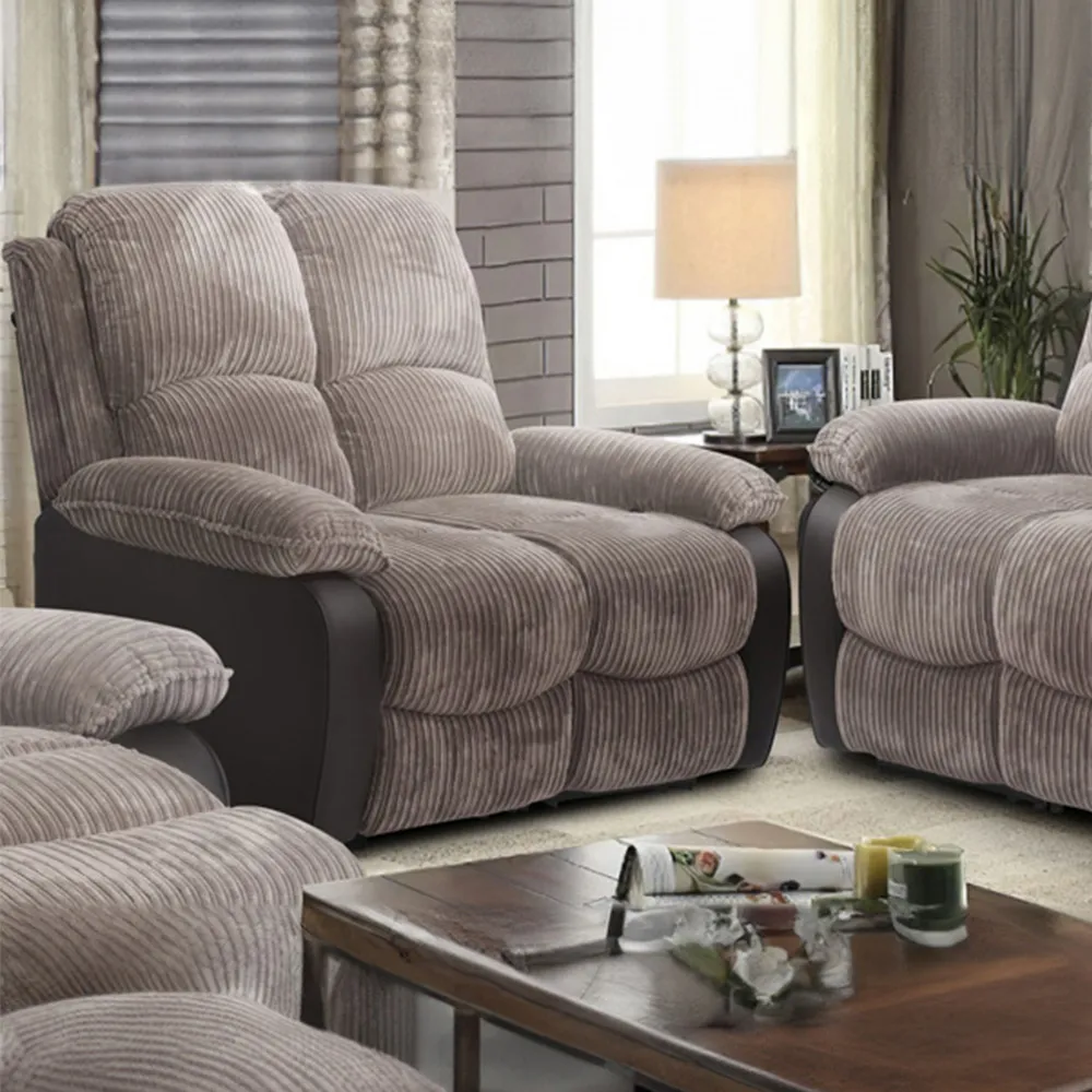 Brooklyn 5-Seater Recliner Sofa Set - Grey, Jumbo Cord