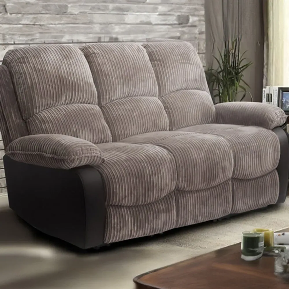 Brooklyn 5-Seater Recliner Sofa Set - Grey, Jumbo Cord