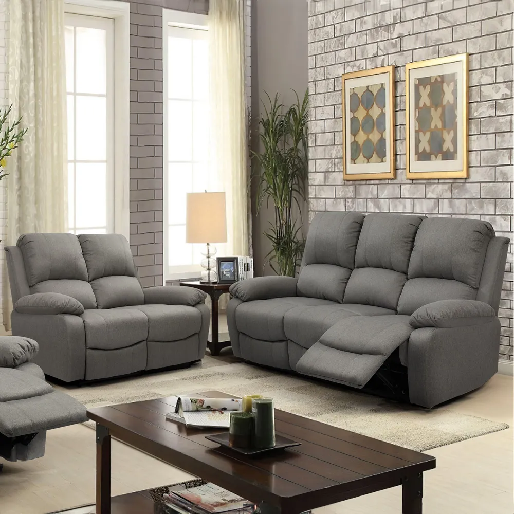 Brooklyn 5-Seater Recliner Sofa Set - Grey, Linen image