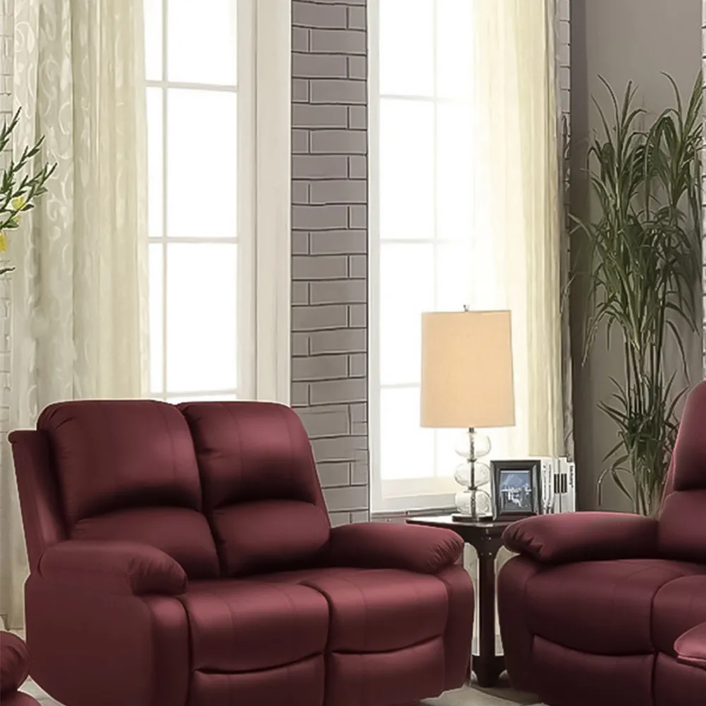 Brooklyn 5-Seater Recliner Sofa Set - Red, Bonded Leather
