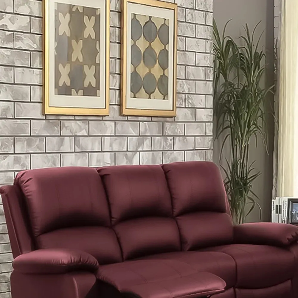 Brooklyn 5-Seater Recliner Sofa Set - Red, Bonded Leather