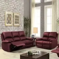 Brooklyn 5-Seater Recliner Sofa Set - Red, Bonded Leather