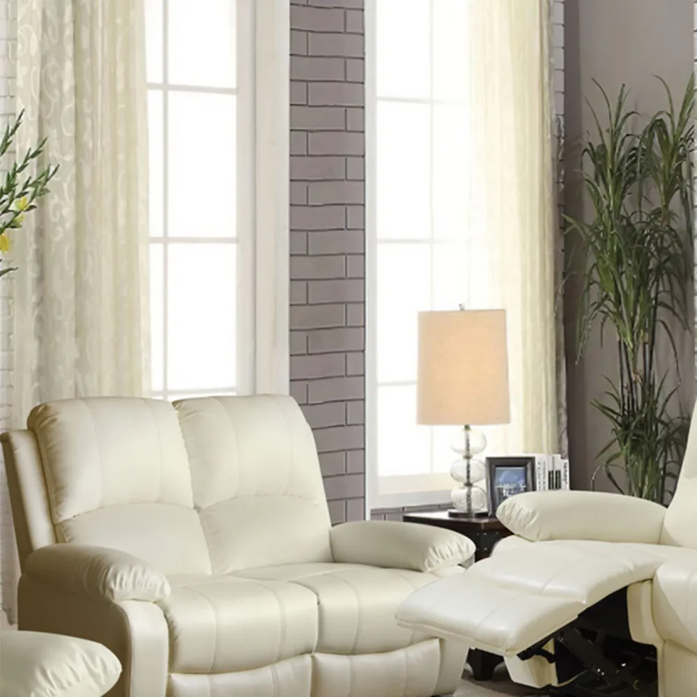 Brooklyn 5-Seater Recliner Sofa Set - White, Bonded Leather