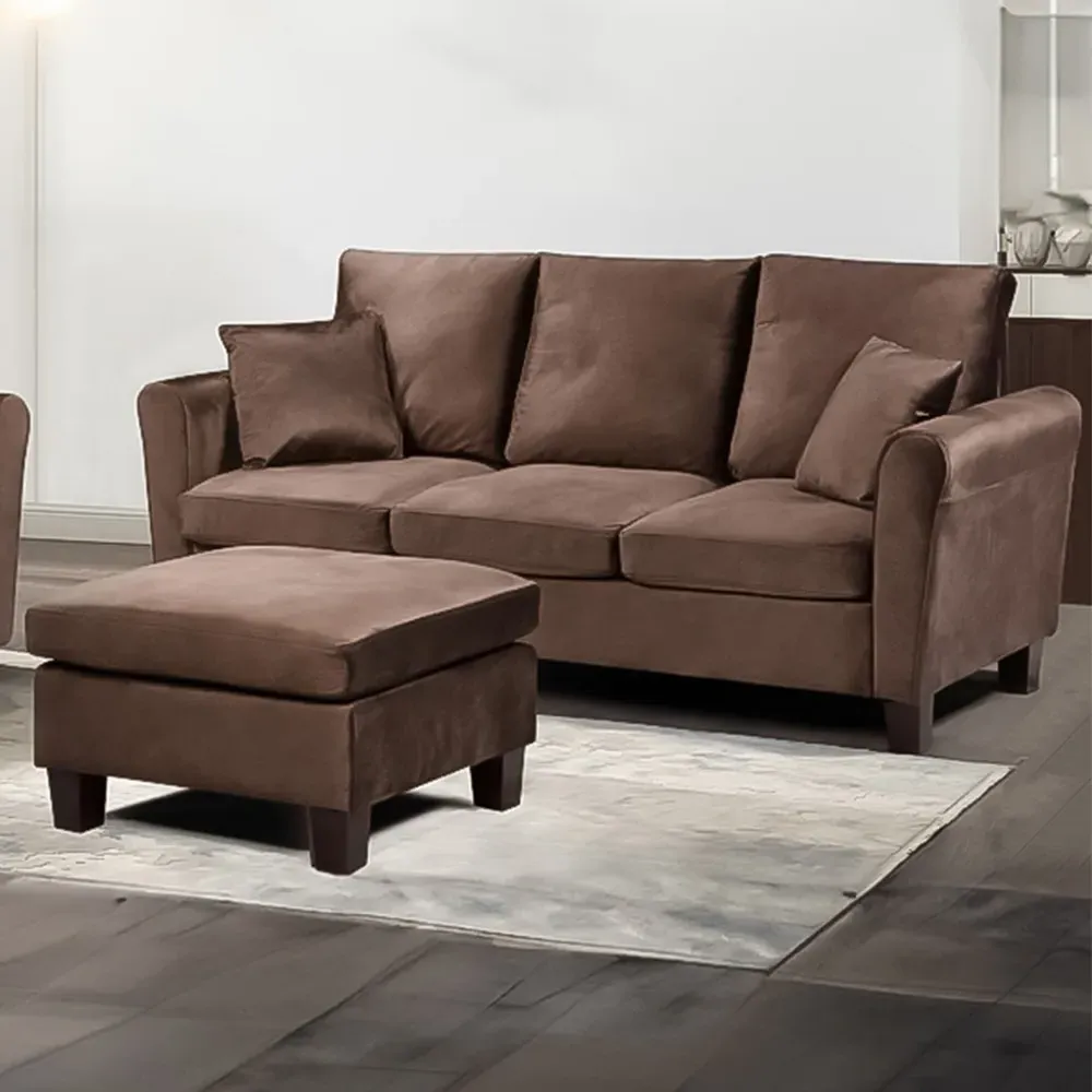 Brooklyn 5-Seater Sofa Set - Brown, Brushed Velvet