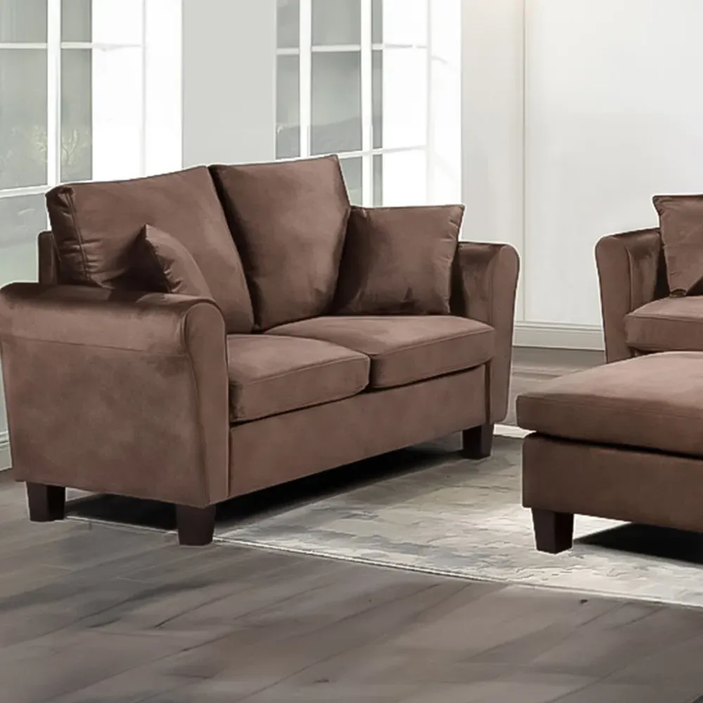 Brooklyn 5-Seater Sofa Set - Brown, Brushed Velvet