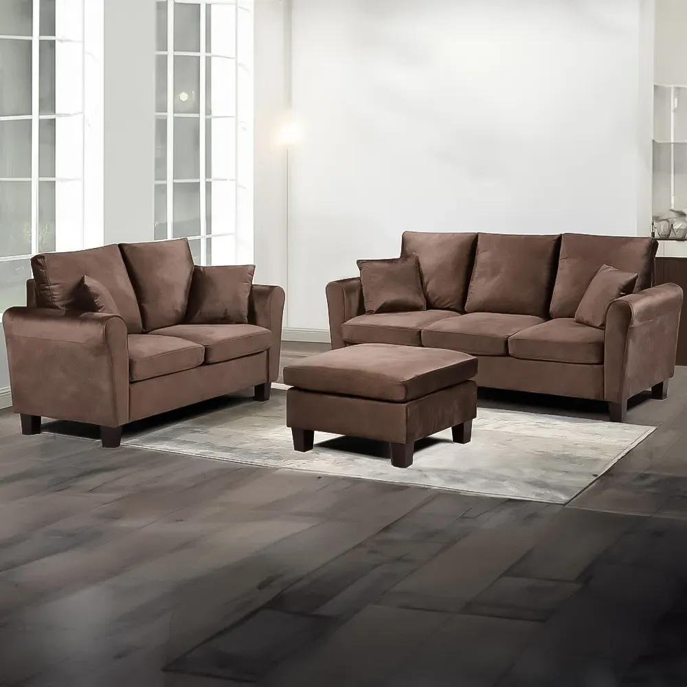 Brooklyn 5-Seater Sofa Set - Brown, Brushed Velvet image