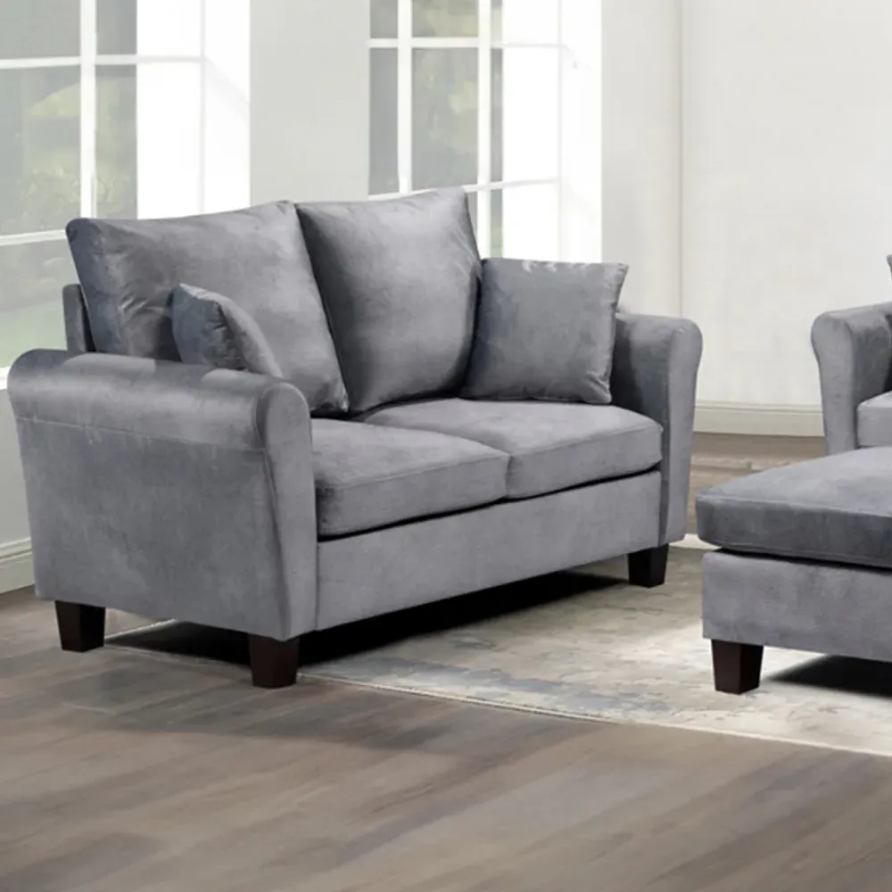 Brooklyn 5-Seater Sofa Set - Grey, Brushed Velvet