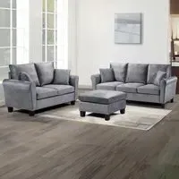 Brooklyn 5-Seater Sofa Set - Grey, Brushed Velvet