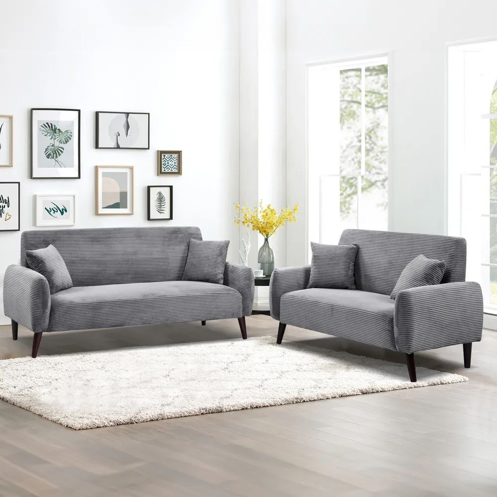 Brooklyn 5-Seater Sofa Set - Grey, Jumbo Cord image