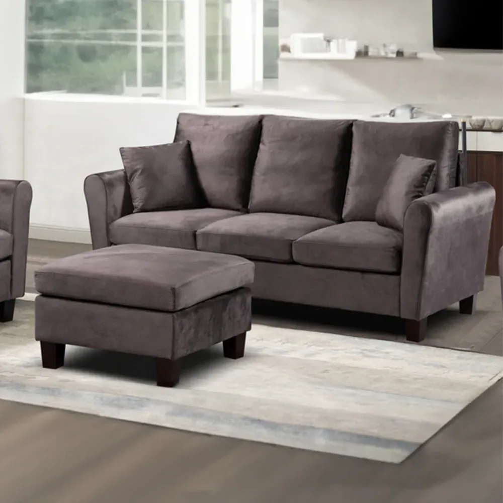 Brooklyn 5-Seater Sofa Set - Mottled Mink, Brushed Velvet