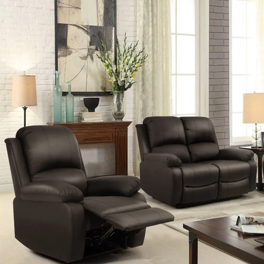 Brooklyn 6-Seater Recliner Sofa Set - Brown, Bonded Leather