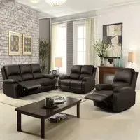 Brooklyn 6-Seater Recliner Sofa Set - Brown, Bonded Leather