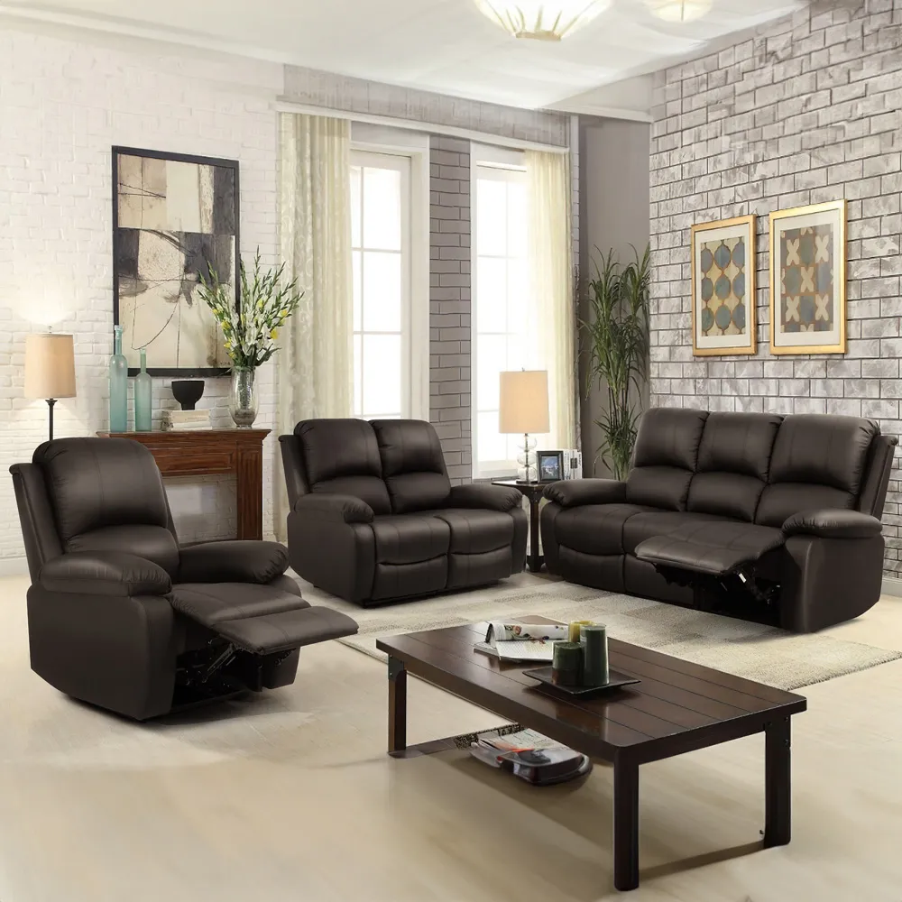 Brooklyn 6-Seater Recliner Sofa Set - Brown, Bonded Leather