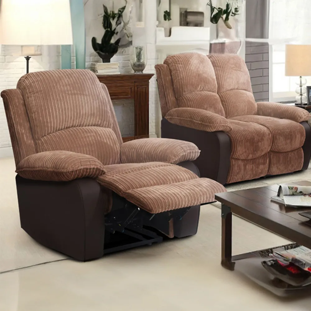 Brooklyn 6-Seater Recliner Sofa Set - Brown, Jumbo Cord