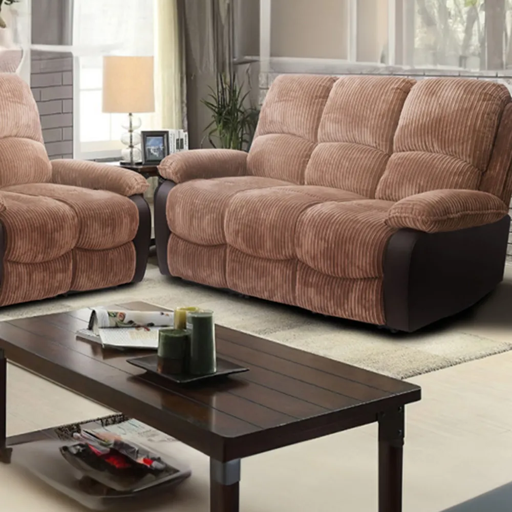 Brooklyn 6-Seater Recliner Sofa Set - Brown, Jumbo Cord