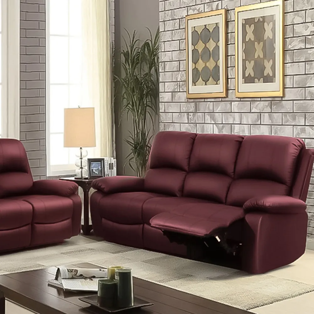 Brooklyn 6-Seater Recliner Sofa Set - Red, Bonded Leather
