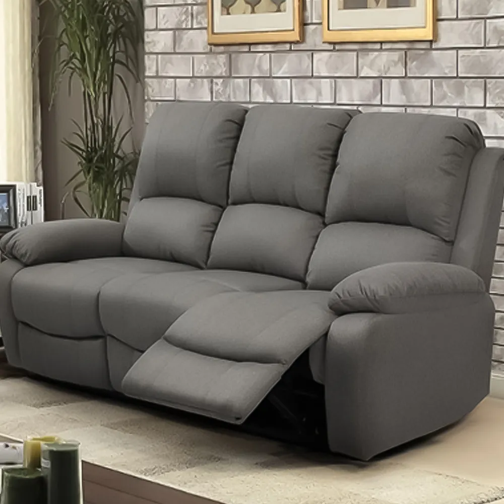 Brooklyn 6-Seater Reclining Sofa Set - Light Grey, Fabric