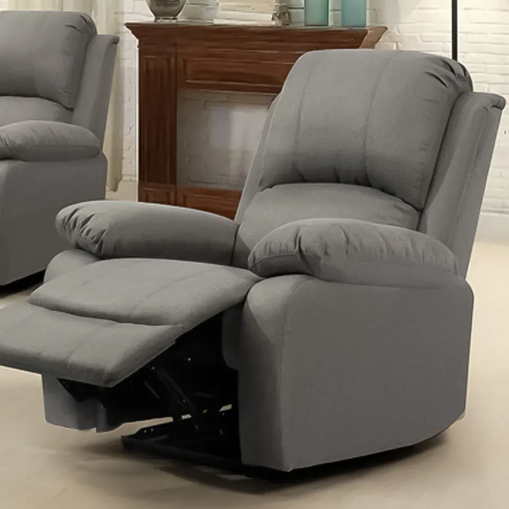 Brooklyn 6-Seater Reclining Sofa Set - Light Grey, Fabric