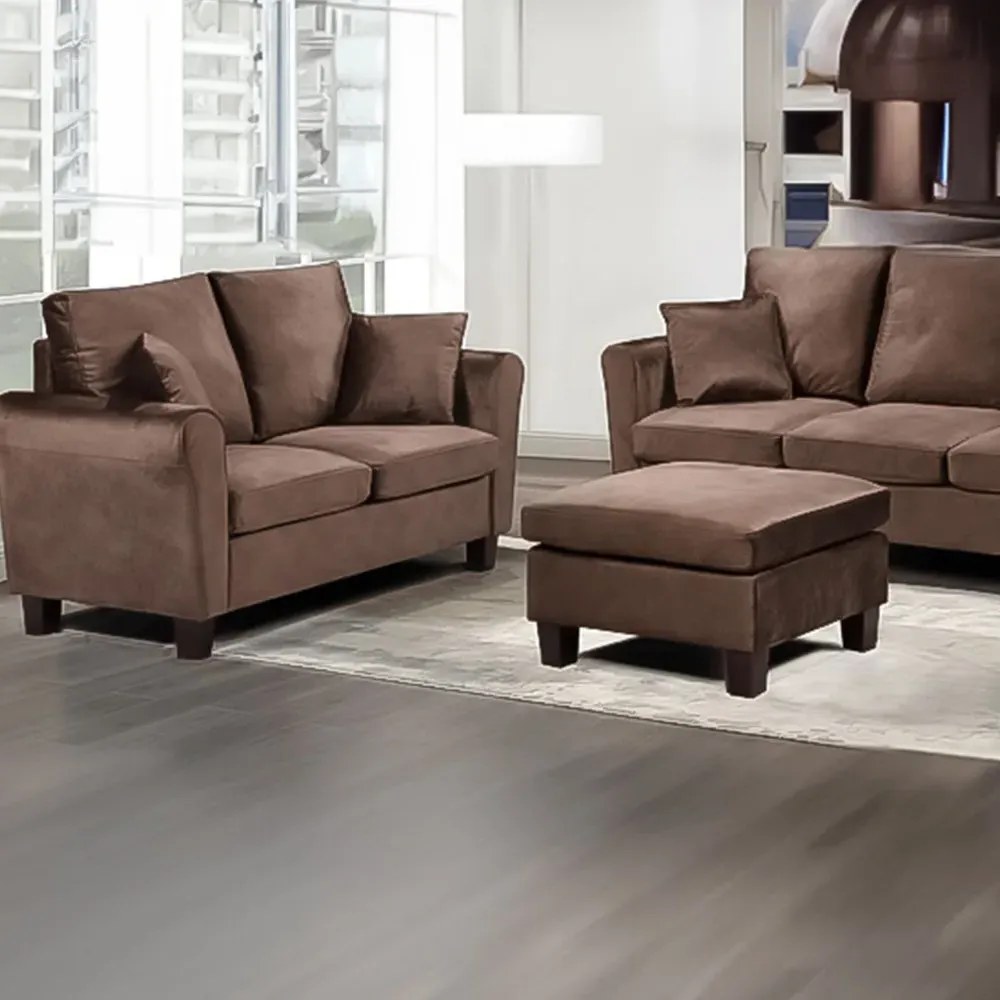 Brooklyn 6-Seater Sofa Set - Brown, Brushed Velvet