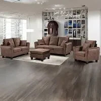 Brooklyn 6-Seater Sofa Set - Brown, Brushed Velvet