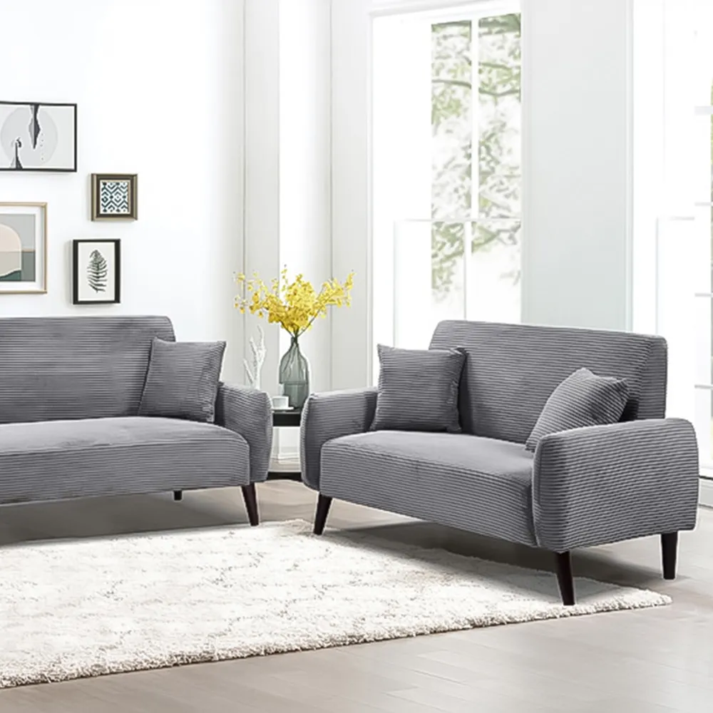 Brooklyn 6-Seater Sofa Set - Grey, Jumbo Cord
