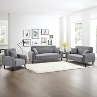 Brooklyn 6-Seater Sofa Set - Grey, Jumbo Cord