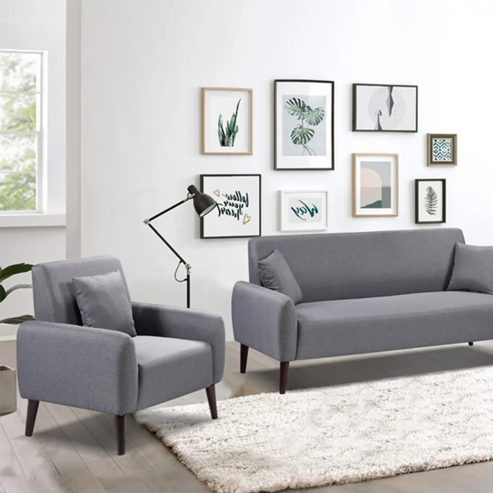 Brooklyn 6-Seater Sofa Set - Grey, Linen