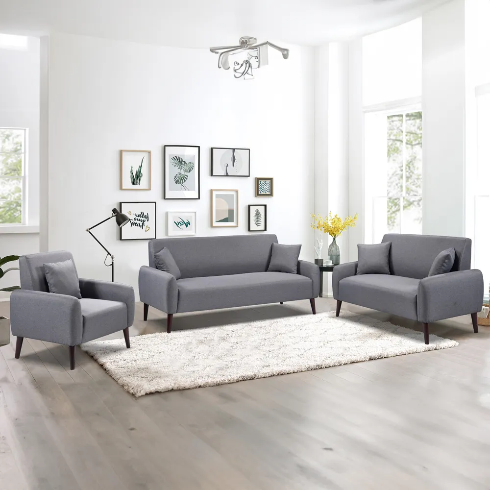 Brooklyn 6-Seater Sofa Set - Grey, Linen