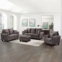 Brooklyn 6-Seater Sofa Set - Mottled Mink, Brushed Velvet