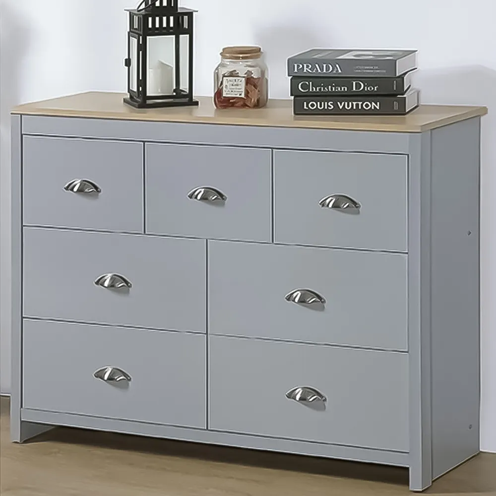 Brooklyn 7 Drawer Chest of Drawers - Grey, Oak image