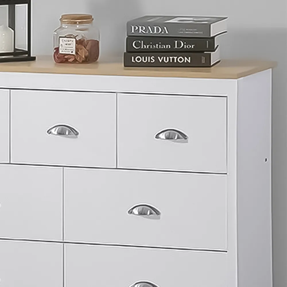 Brooklyn 7 Drawer Chest of Drawers - White, Oak