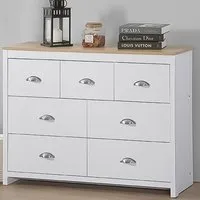 Brooklyn 7 Drawer Chest of Drawers - White, Oak
