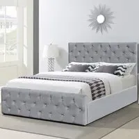 Brooklyn Chesterfield Double Ottoman Bed with Storage - Grey, Velvet