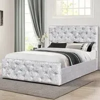 Brooklyn Chesterfield Double Ottoman Bed with Storage - Silver, Velvet
