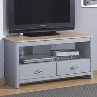 Brooklyn Corner TV Unit with Storage - Grey, Oak