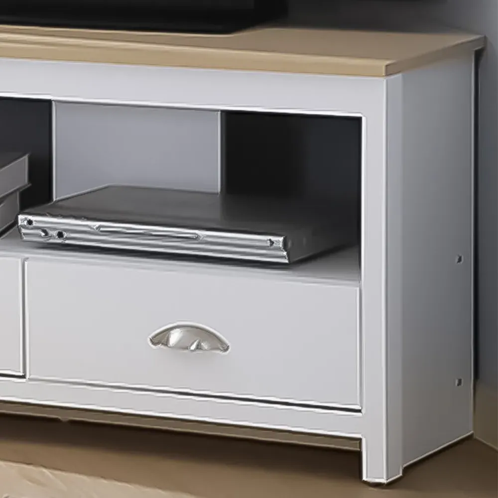 Brooklyn Corner TV Unit with Storage - White, Oak