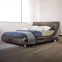 Brooklyn Curved Double Bed Frame - Brown, Velvet