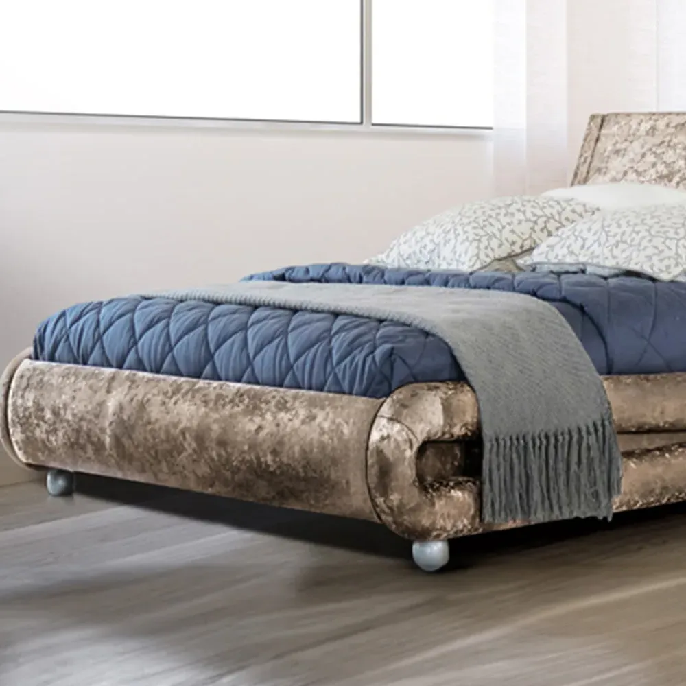 Brooklyn Curved Double Bed Frame - Brown, Velvet